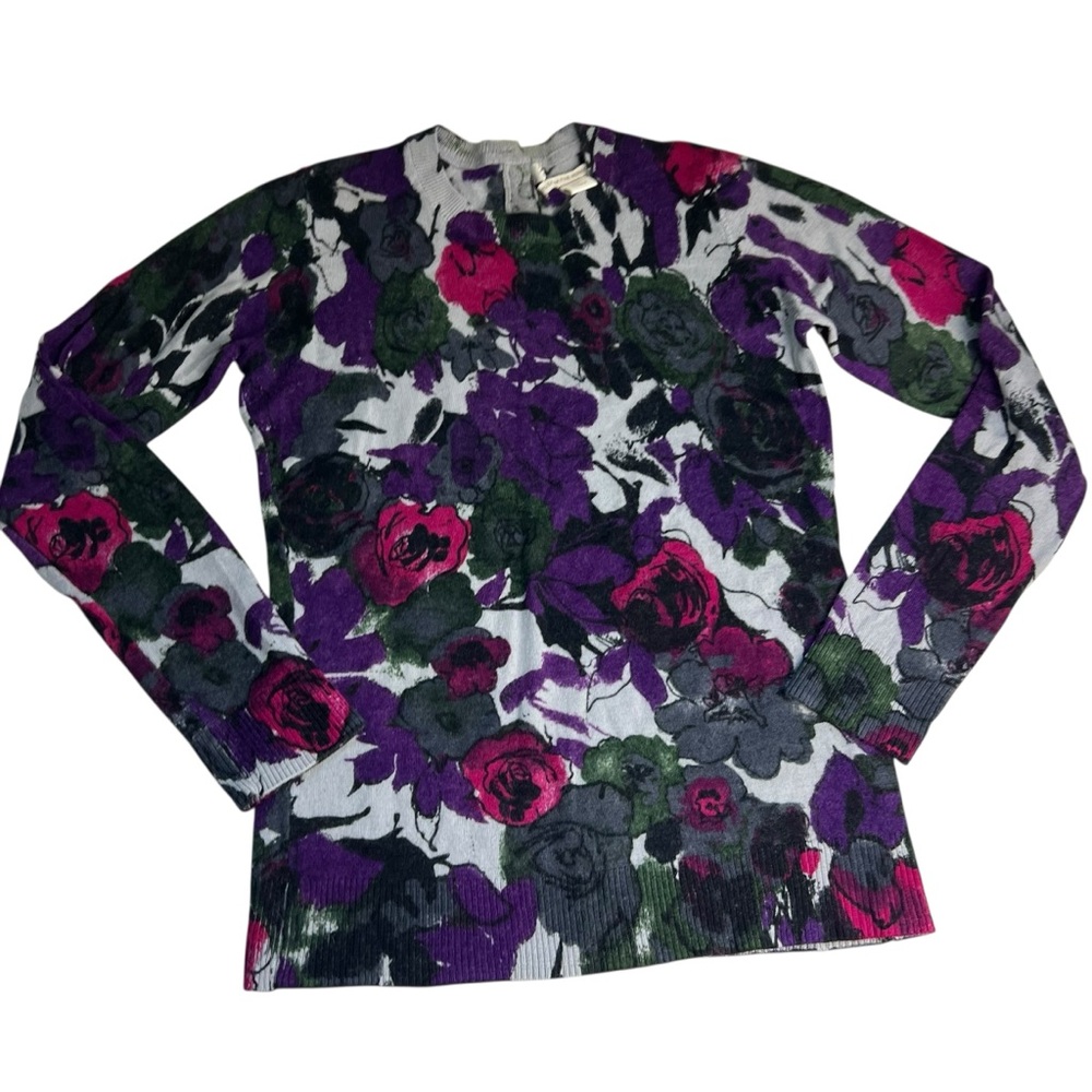 Ellen Tracy 100% Merino Wool Medium Floral Sweater